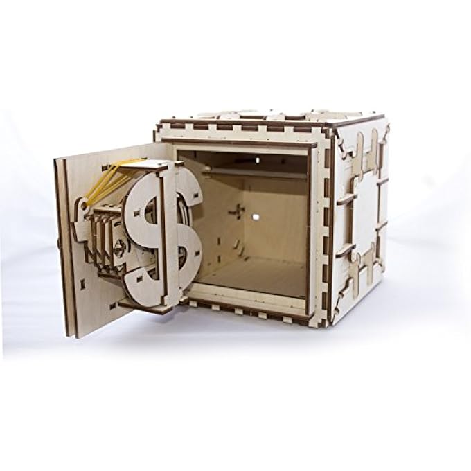 MADE IN EUROPE, 3D WOODEN PUZZLE SAFE KIT, MECHANICAL MODEL TREASURE BOX, DIY, SELF-ASSEMBLY, WOODCRAFT CONSTRUCTION TOY, PERFECT FOR GIFTING, NO GLUE NEEDED, BROWN, UGR-70011 - Image 3